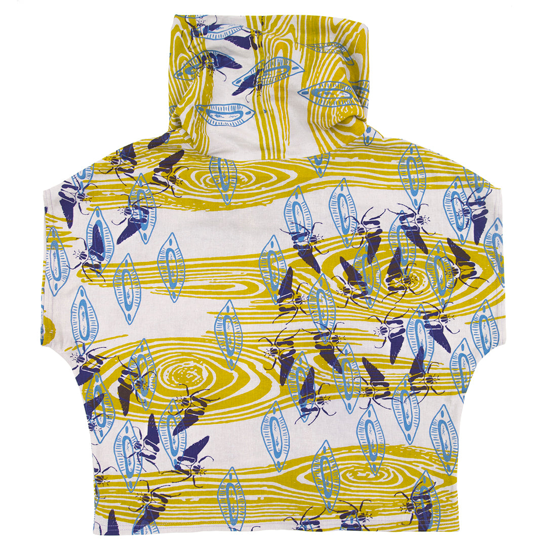 Cowl Neck Top // Linen Pale Purple with Goliath Beetle Print
