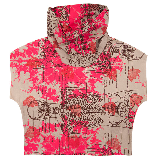 Cowl Neck Top // Pomegranate Tan with Fractal Print
