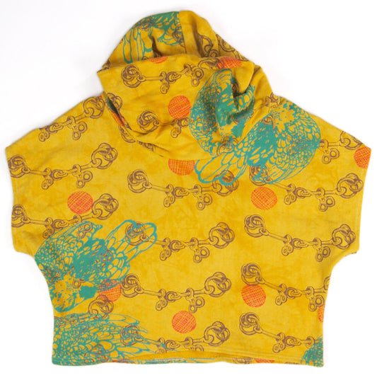 Hemp Fleece Cowl // Pink Polka Dots Etc on Gold Yellow