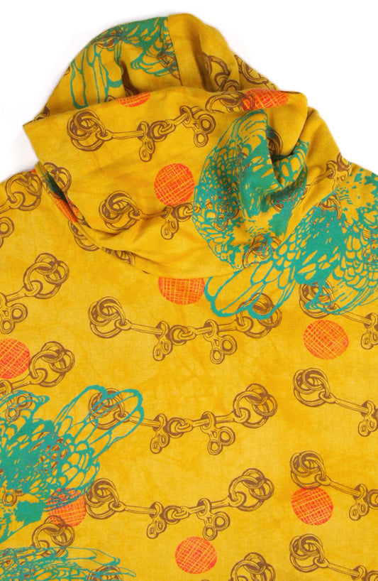 Hemp Fleece Cowl // Pink Polka Dots Etc on Gold Yellow