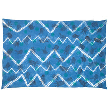 Load image into Gallery viewer, Padded Throw // Indigo Dyed Linen Printed with Animal Blocks and Polka Dots