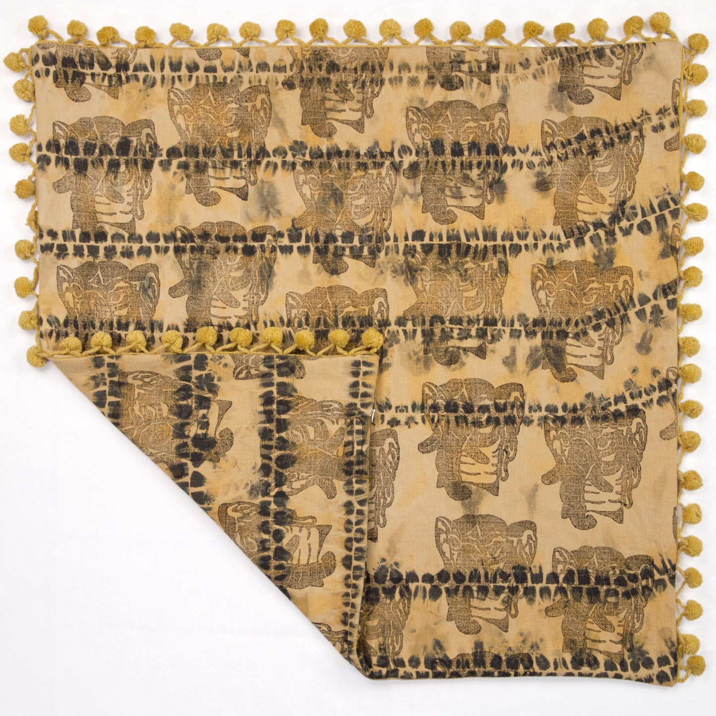 Olive Linen AntiDyed Shibori Blockprinted Throw Pillows