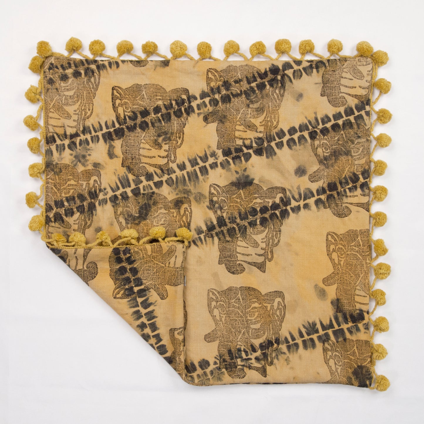 Olive Linen AntiDyed Shibori Blockprinted Throw Pillows