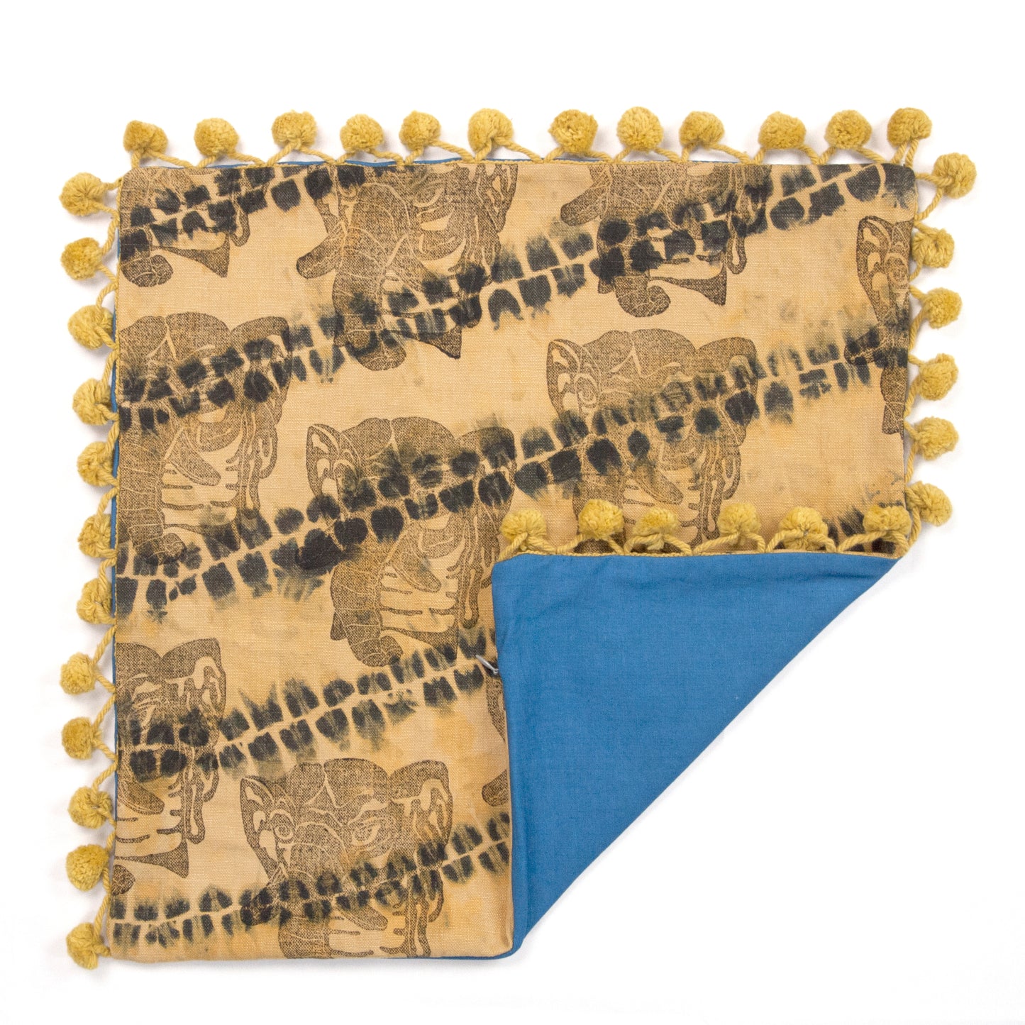 Olive Linen AntiDyed Shibori Blockprinted Throw Pillows