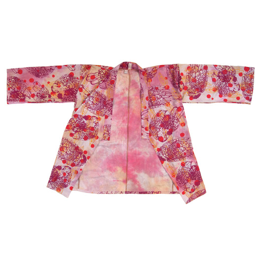 Reds Silky Bamboo Kimono Style Wrap with Chickens