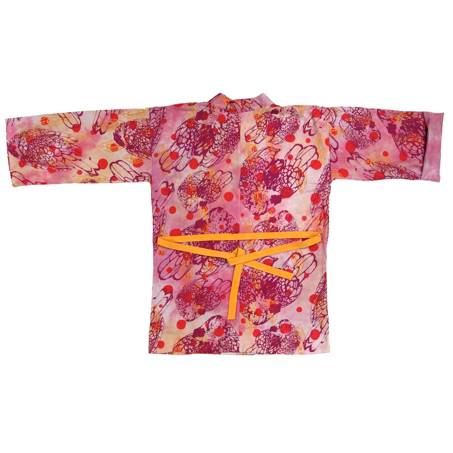 Reds Silky Bamboo Kimono Style Wrap with Chickens