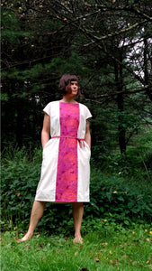 Panel Dress with Indigo Blue and Cream