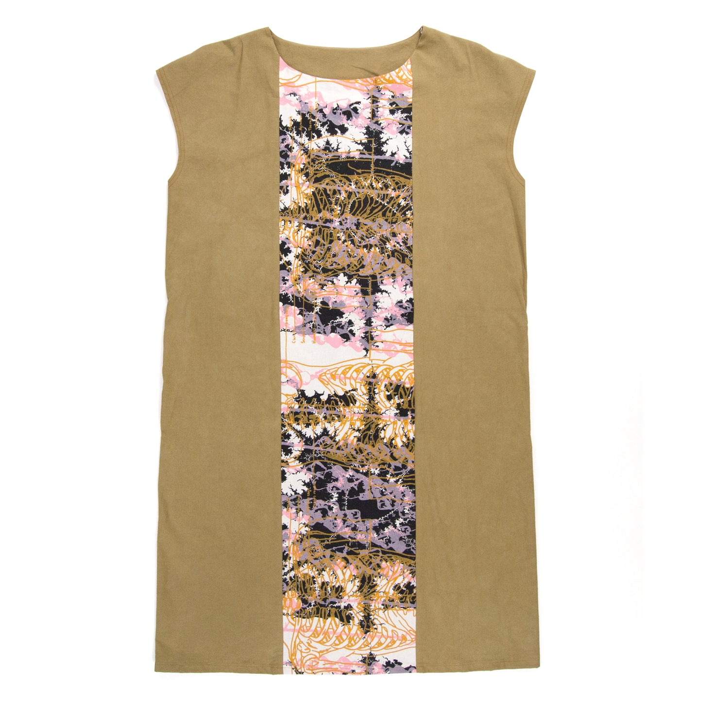 Panel Dress, Deep Mustard with Mandelbrot Panel