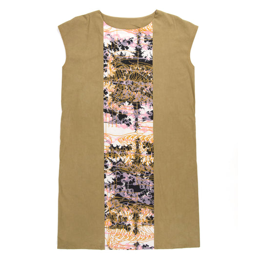 Panel Dress, Deep Mustard with Mandelbrot Panel