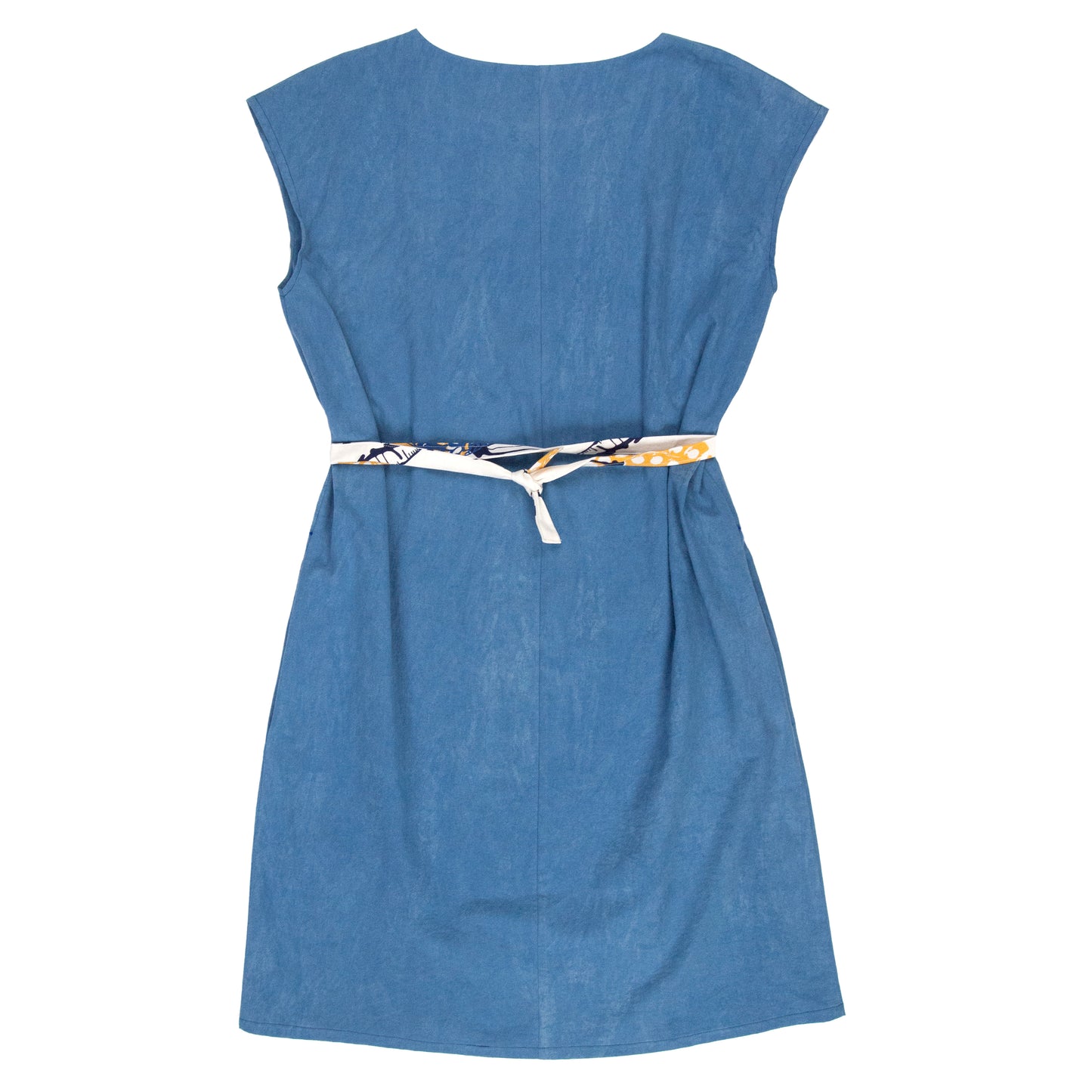 Panel Dress with Indigo Blue and Cream