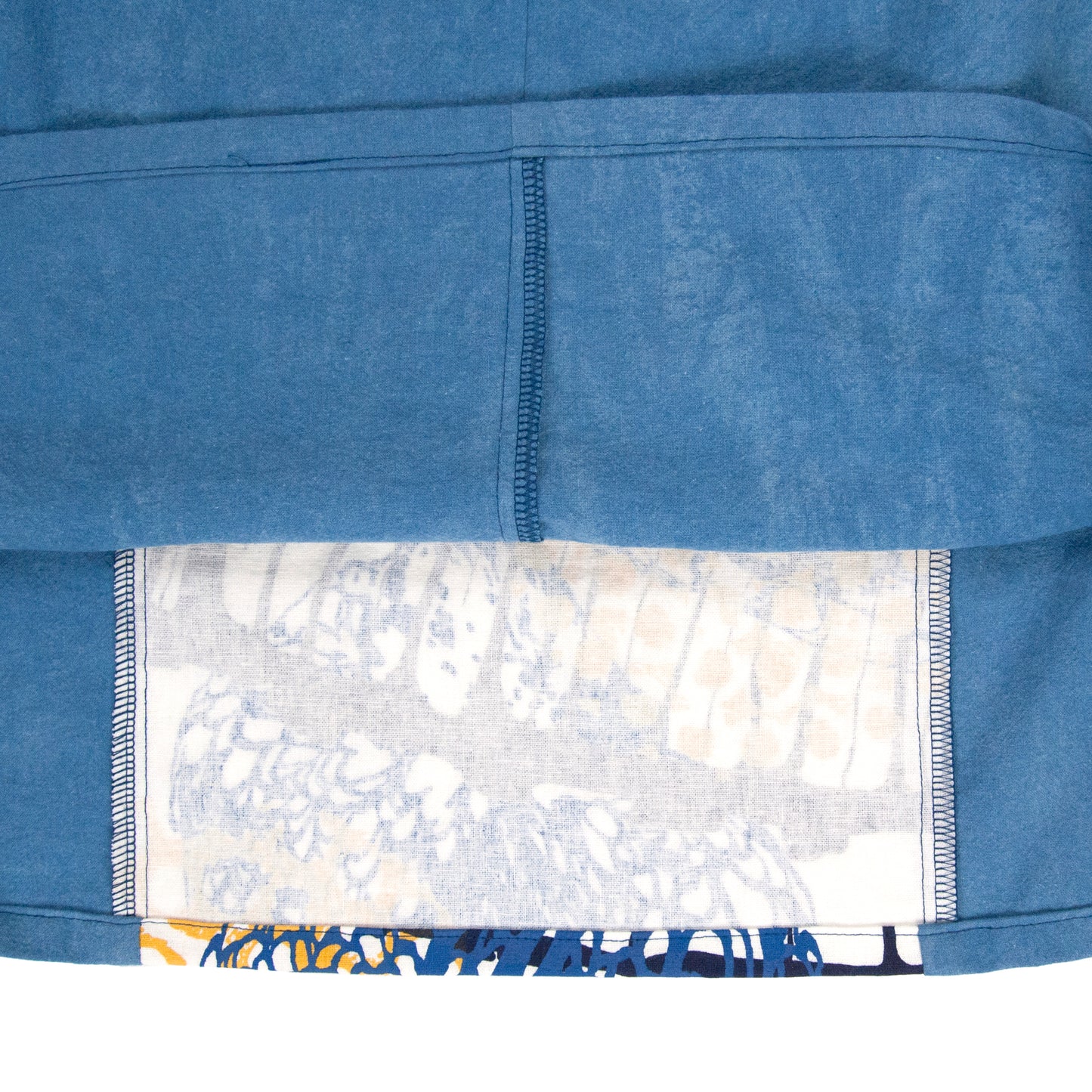 Panel Dress with Indigo Blue and Cream