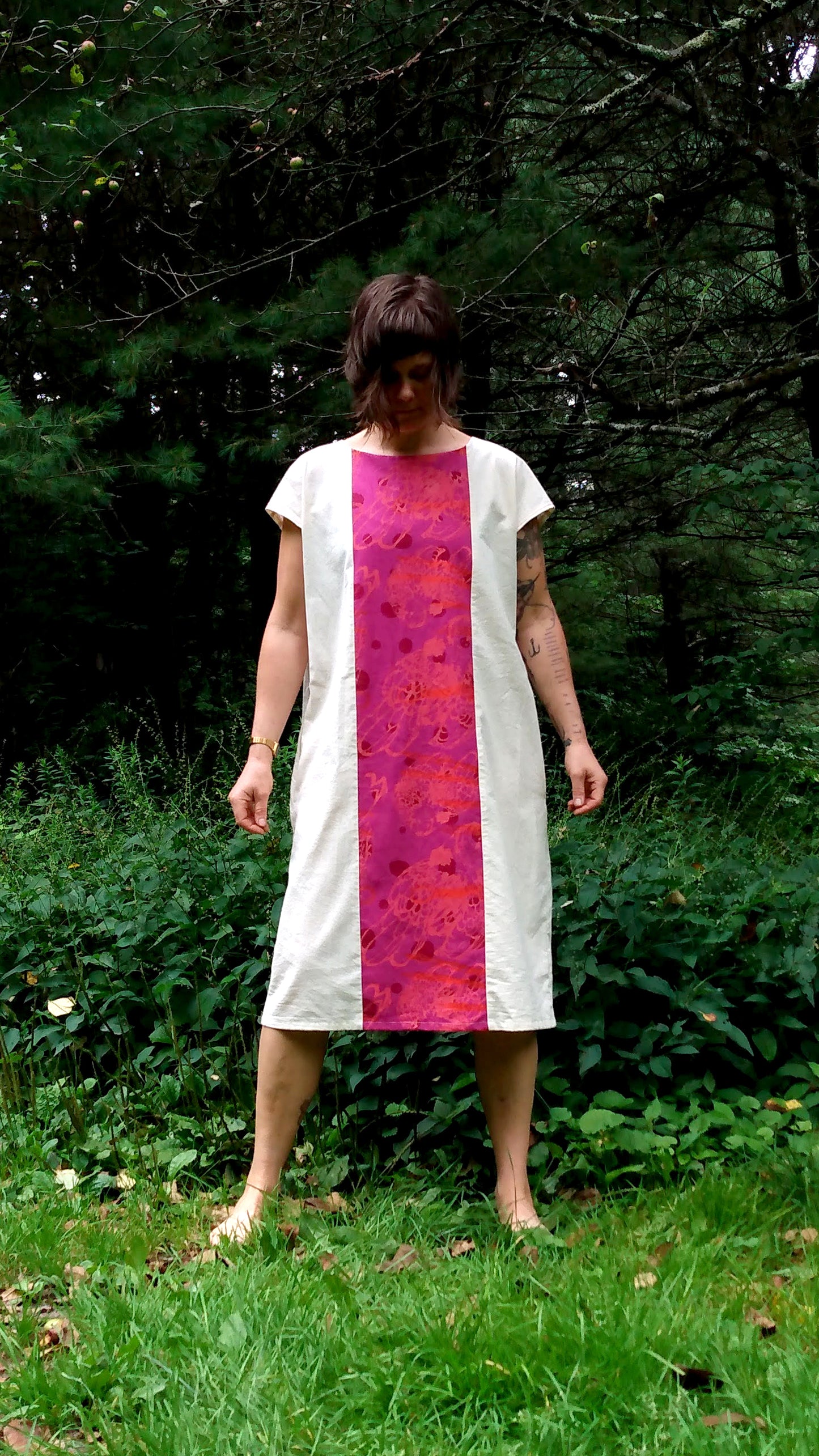 Panel Dress with Magenta