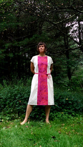 Panel Dress with Indigo Blue and Cream