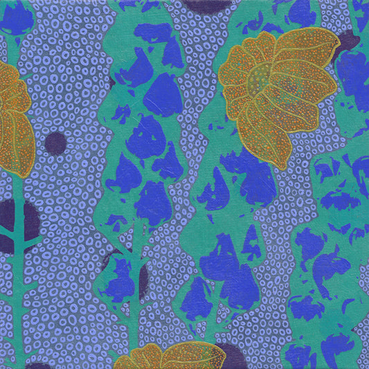 Blues Painting  + Silkscreen Textile Wall Art 8" x 8"