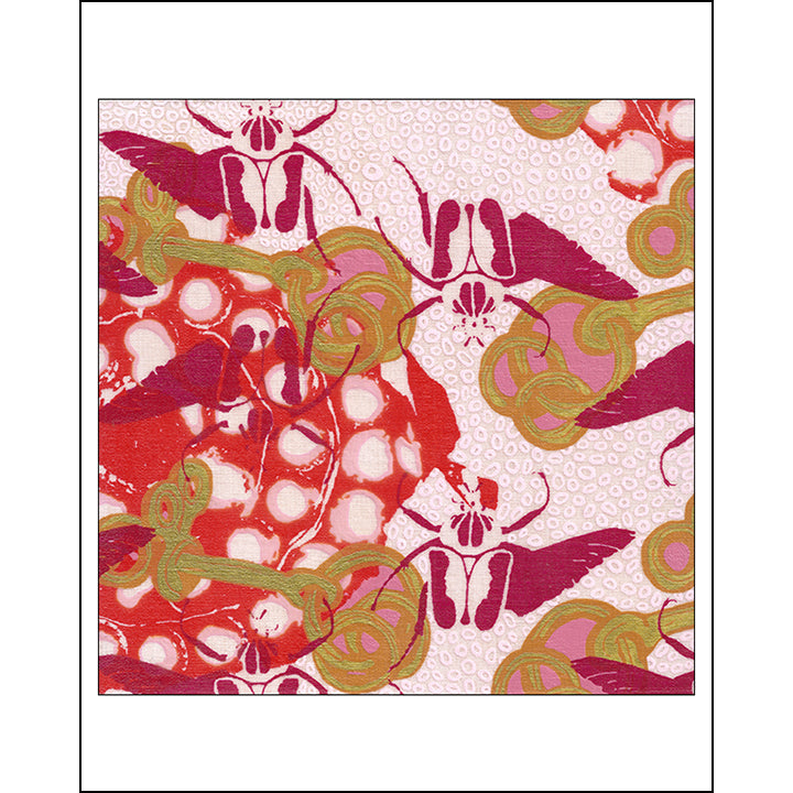 Pinks Painting  + Silkscreen Textile Wall Art 8" x 8"