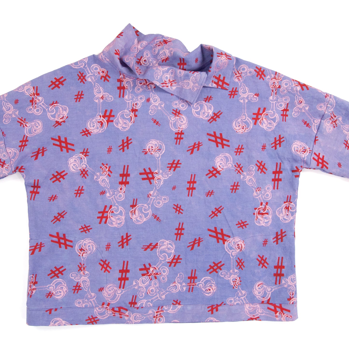 Purple Linen Pullover with Popped Collar