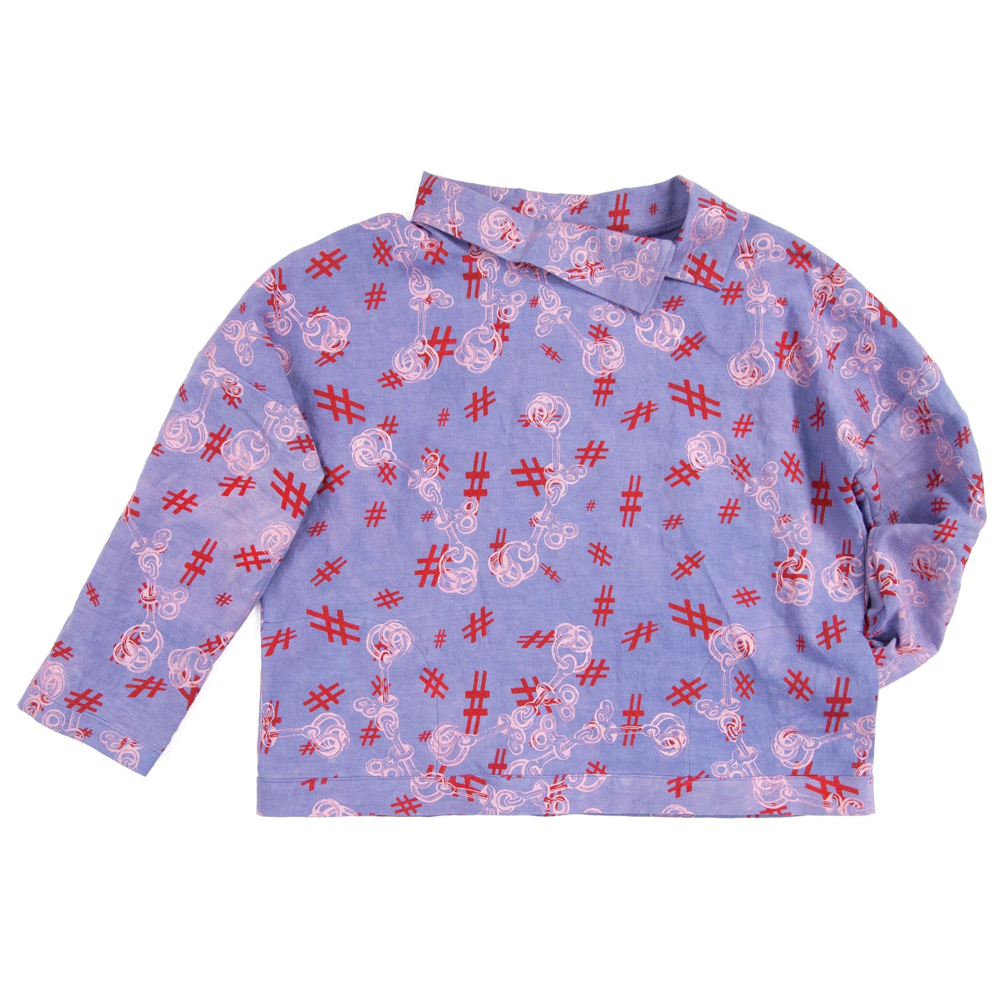 Purple Linen Pullover with Popped Collar