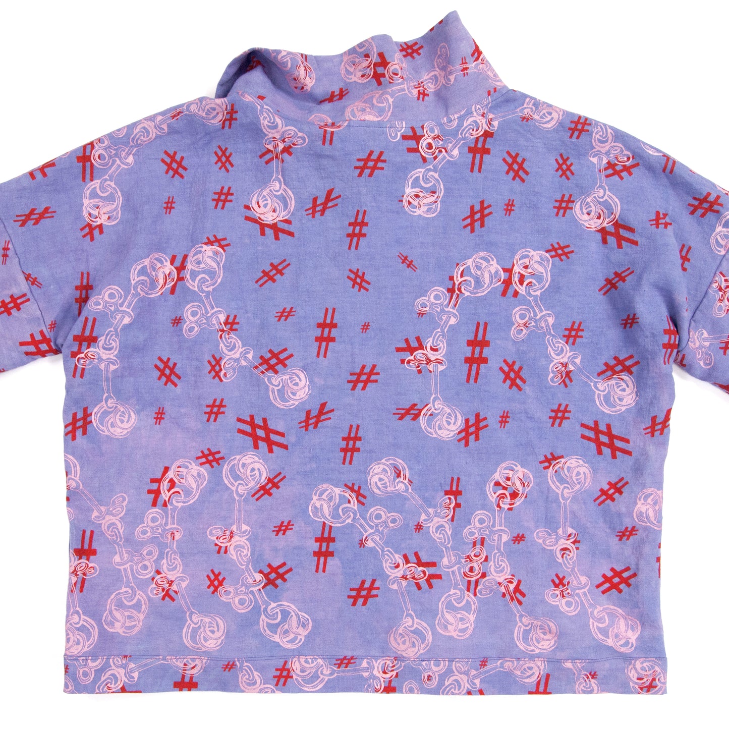 Purple Linen Pullover with Popped Collar