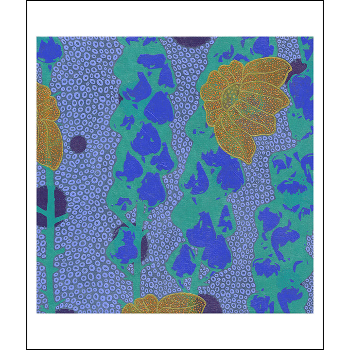 Blues Painting  + Silkscreen Textile Wall Art 8" x 8"