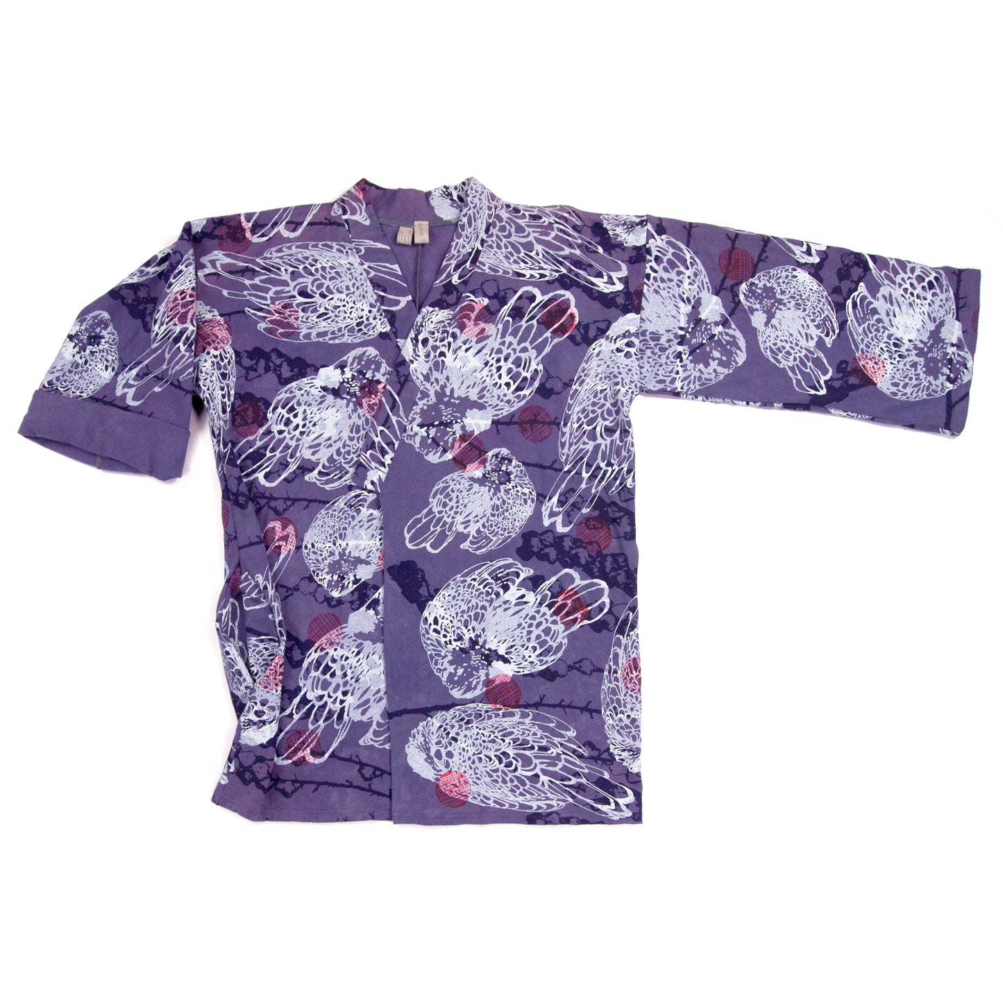 Purple Jersey Knit Kimono Style Wrap with Chickens