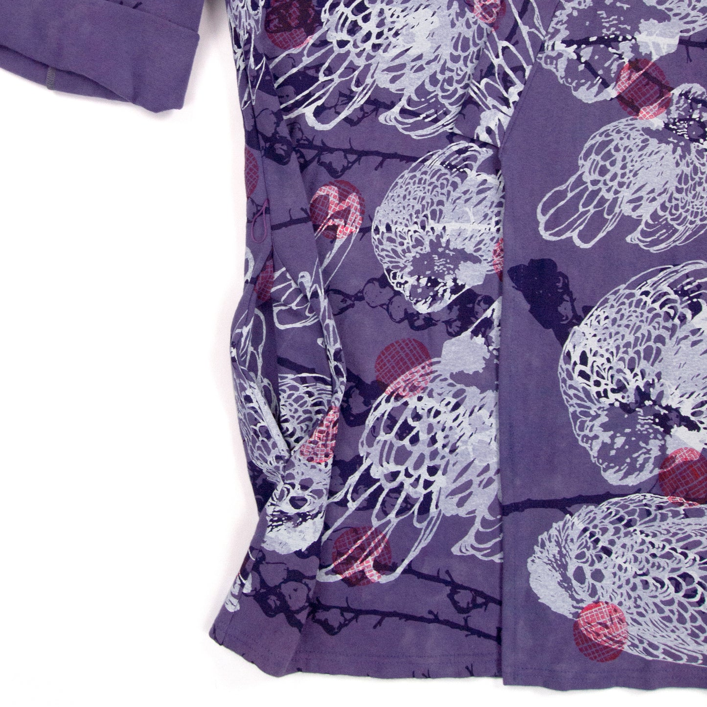 Purple Jersey Knit Kimono Style Wrap with Chickens
