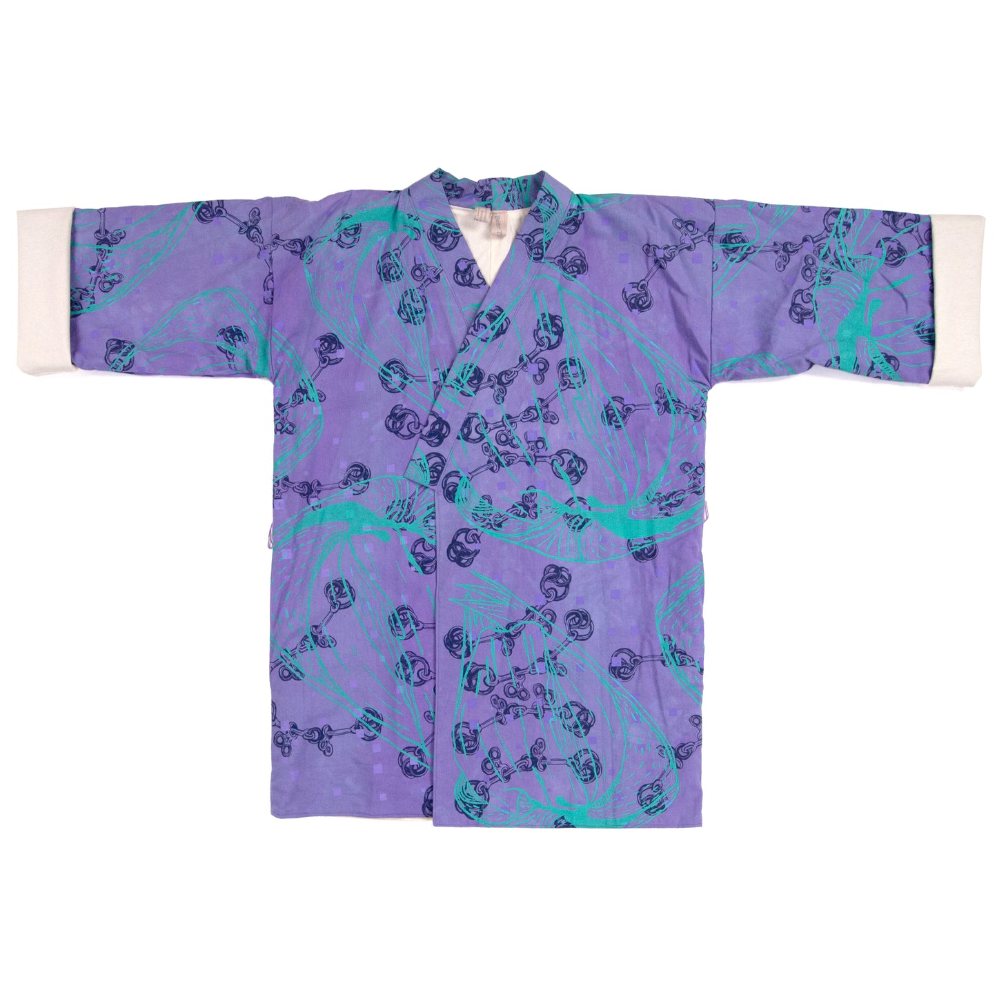 Purple Linen Cotton Kimono Style Wrap with Coconuts