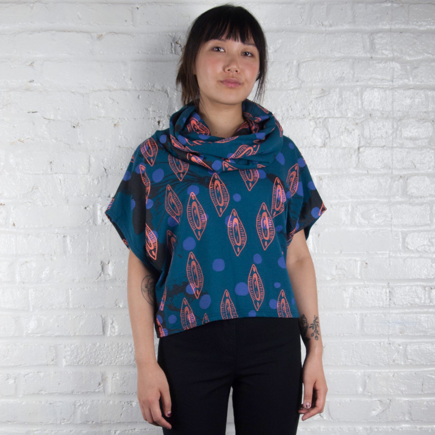 Oatmeal Hemp Jersey High Neck Cozy Top