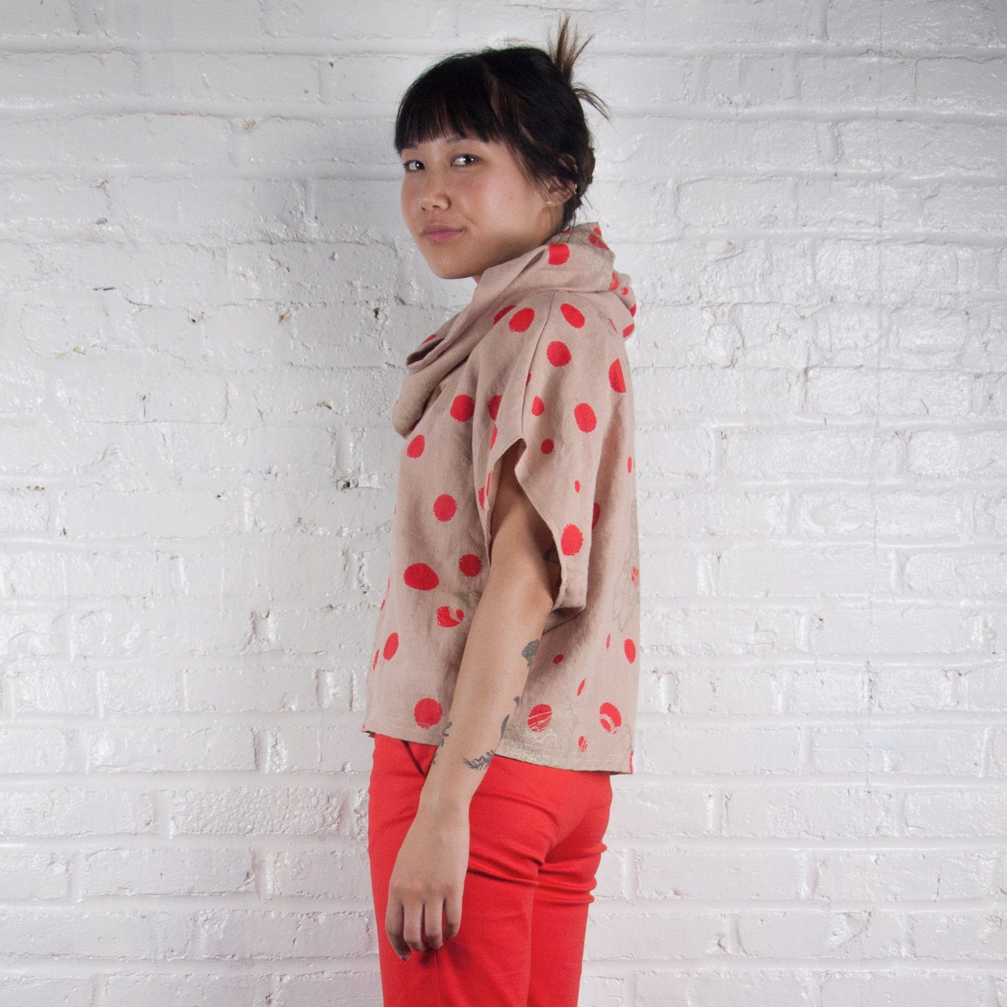 Printed Avocado Green Custom High Neck Cozy Top