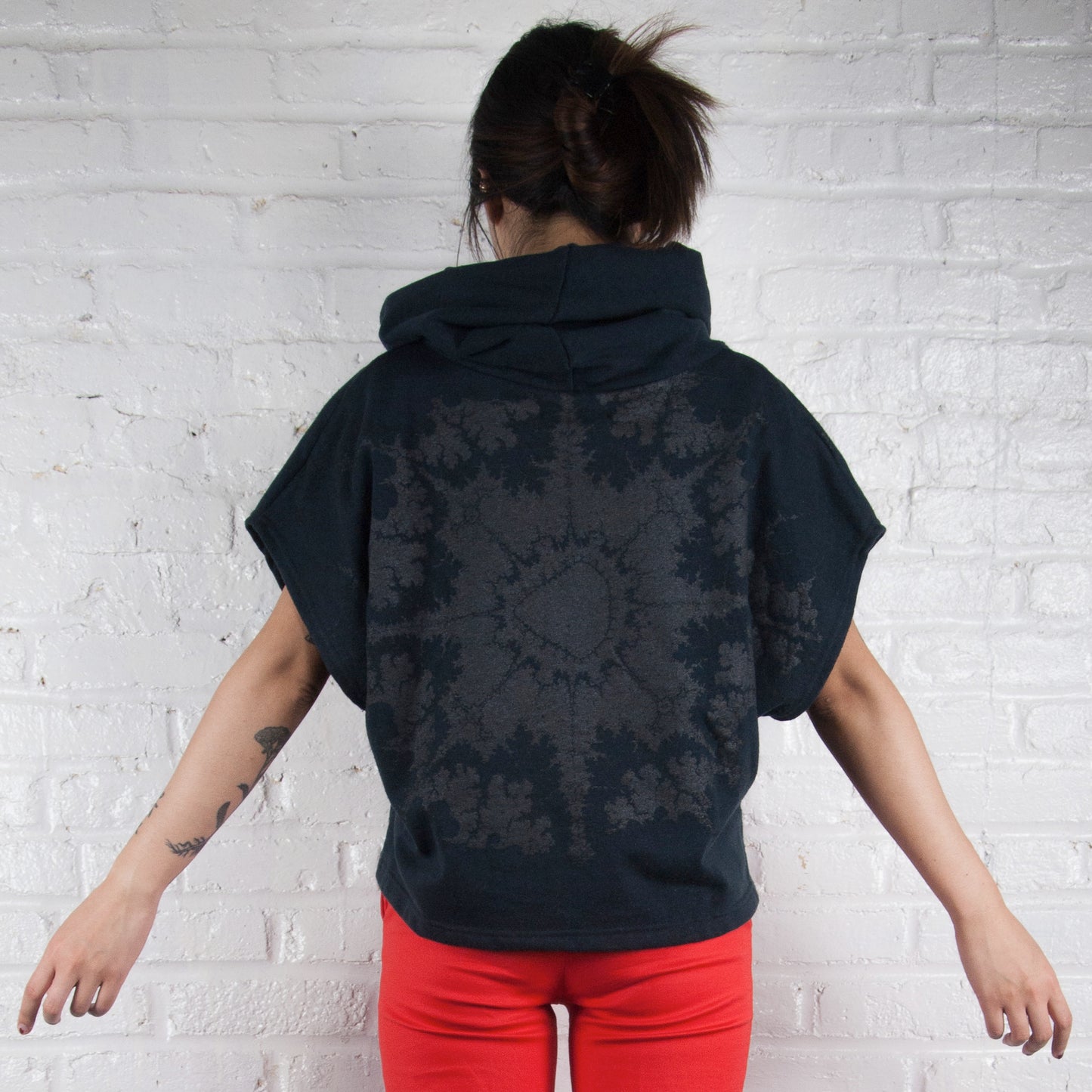 Hemp Fleece Cowl // Pineapple and Pink Polka Dots Blockprint