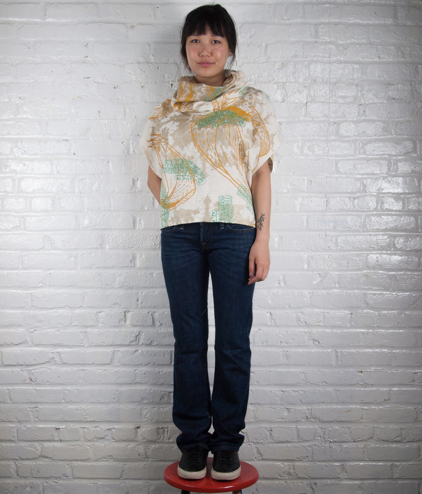 Cowl Neck Top // Linen Pale Purple with Goliath Beetle Print