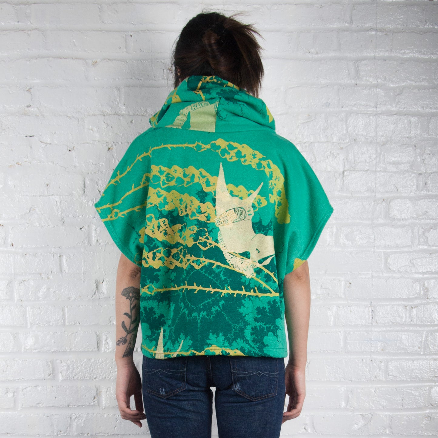 Hemp Fleece Cowl // blue with skeletons, beetles, and polka dots