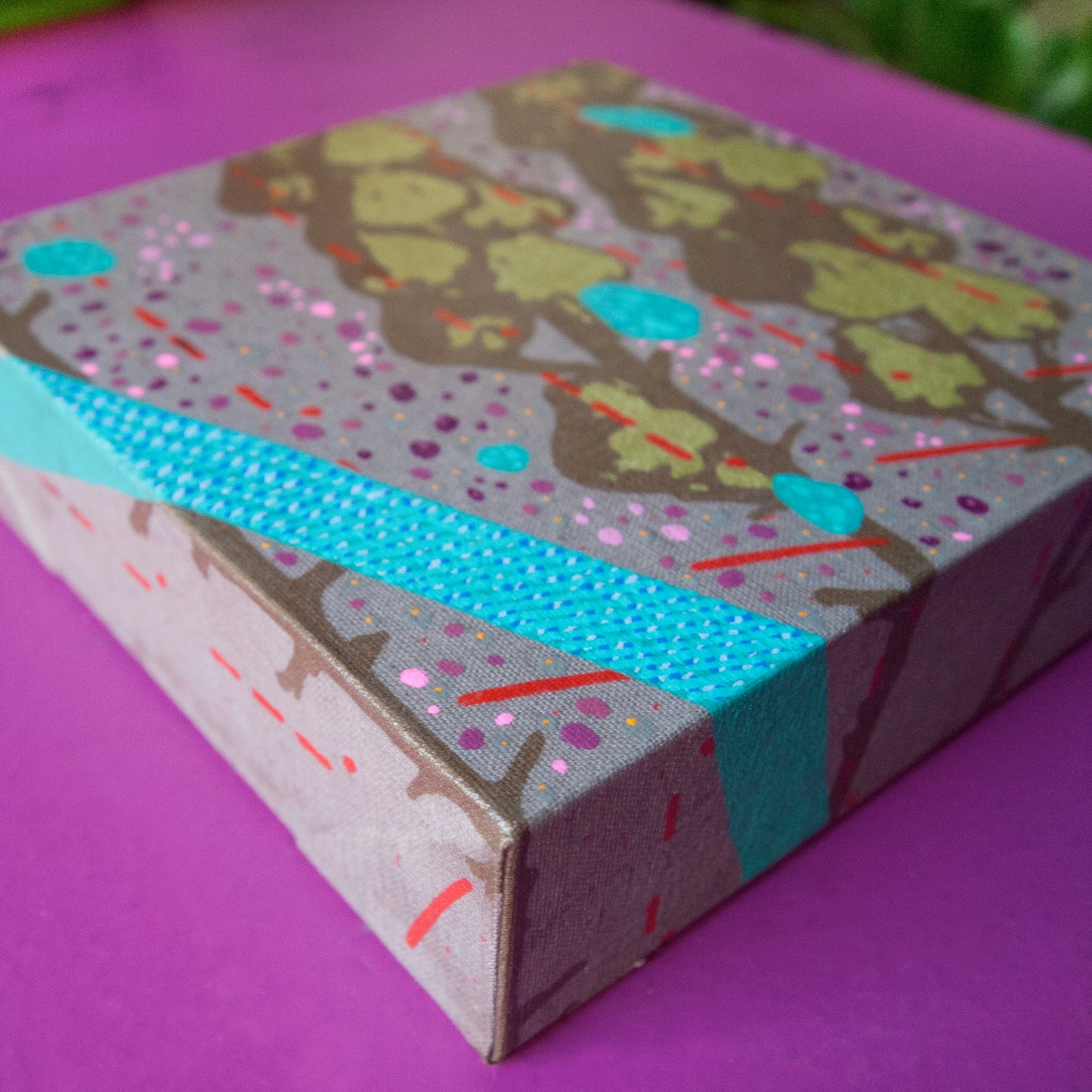 Rose Gold Painting  + Silkscreen Textile Wall Art 6" x 6"