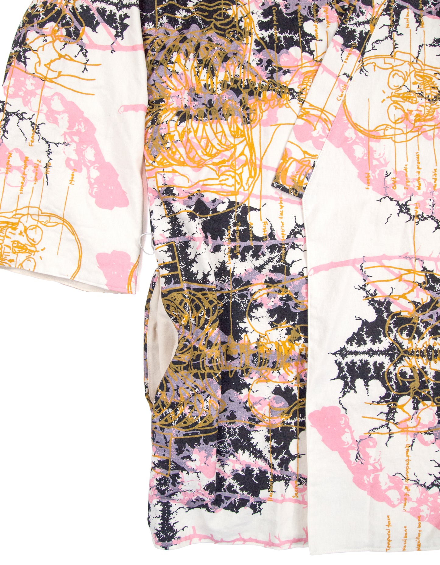 White Linen Cotton Kimono Style Wrap with Mandelbrot Fractals