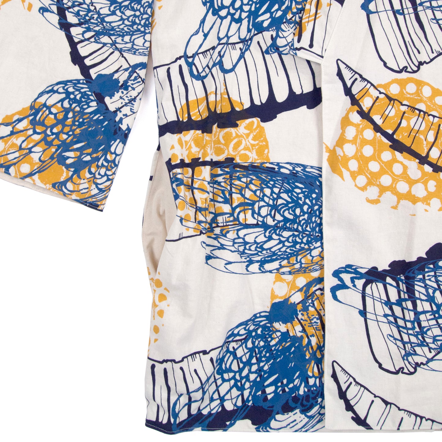 White Linen Cotton Kimono Style Wrap with Ibex Horns