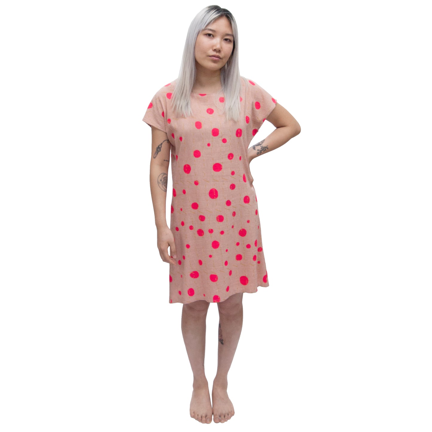 Silk Blend Shift Dress // Marigold Yellow with Skelton Print