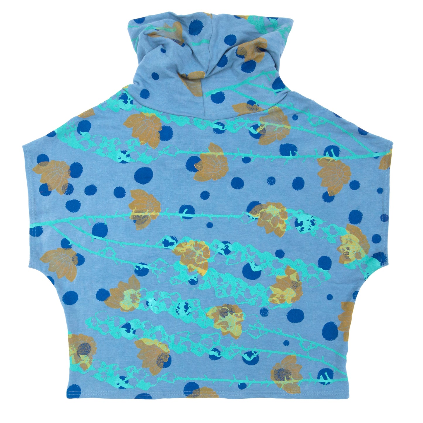 Bamboo Jersey Knit Cowl // Light Blue with Flowers Print Cowl