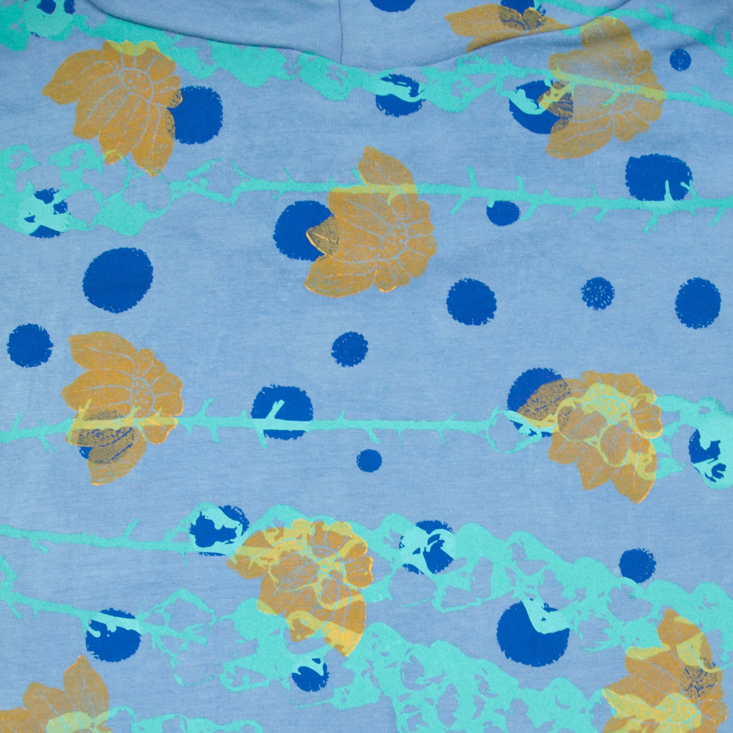 Bamboo Jersey Knit Cowl // Light Blue with Flowers Print Cowl