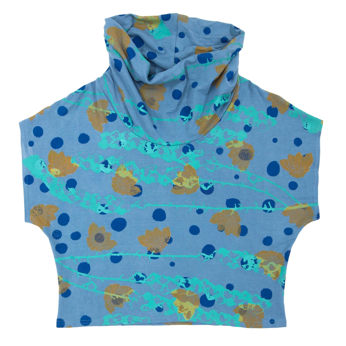 Bamboo Jersey Knit Cowl // Light Blue with Flowers Print Cowl