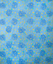 Load image into Gallery viewer, Hand Screenprinted Indigo Dyed Cotton/Linen  by Yard // Blue, Periwinkle, Teal, Yellow
