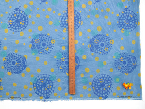 Hand Screenprinted Indigo Dyed Cotton/Linen  by Yard // Blue, Periwinkle, Teal, Yellow