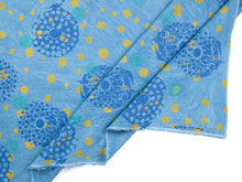 Load image into Gallery viewer, Hand Screenprinted Indigo Dyed Cotton/Linen  by Yard // Blue, Periwinkle, Teal, Yellow