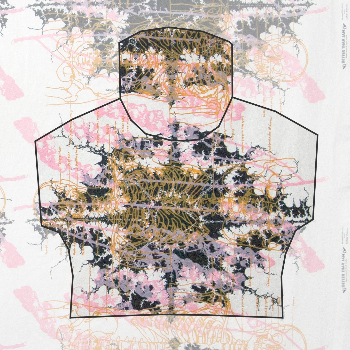 Hand Screenprinted Cotton/Linen  by Yard // Metal Black, Peach Pink, Mustard Yellow