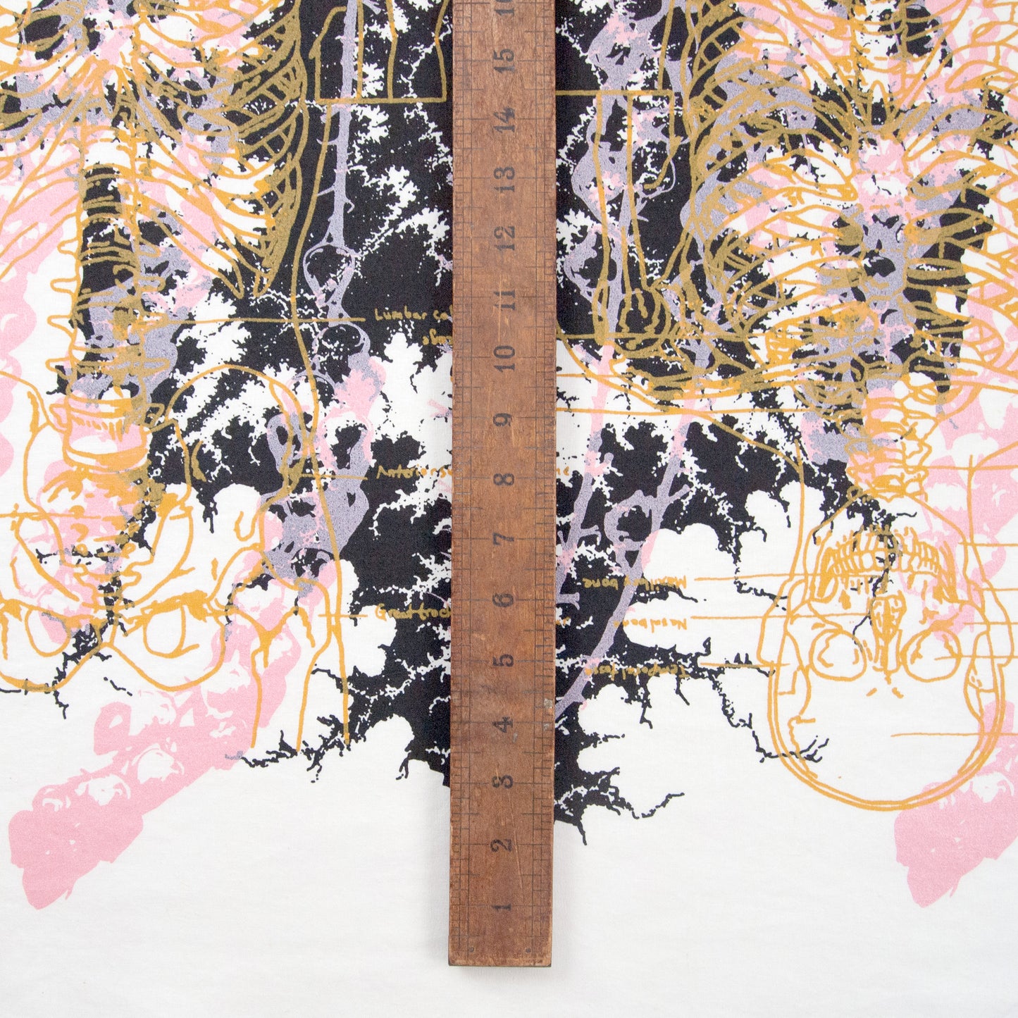 Hand Screenprinted Cotton/Linen  by Yard // Metal Black, Peach Pink, Mustard Yellow