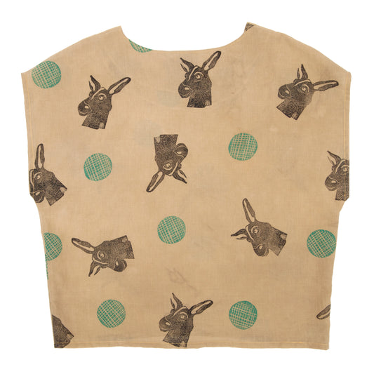 Cotton Sheer Top // Mustard Donkey Print