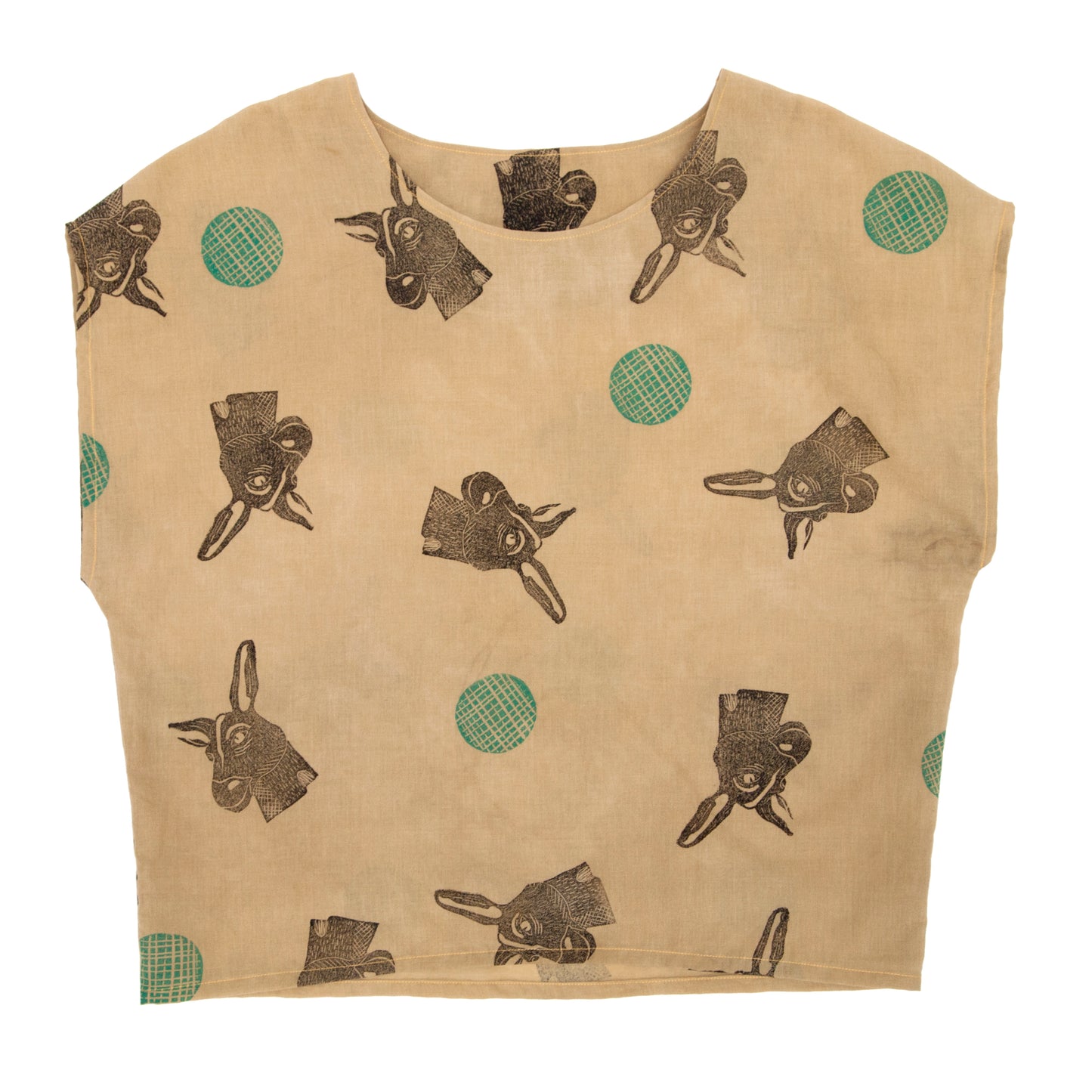 Cotton Sheer Top // Mustard Donkey Print
