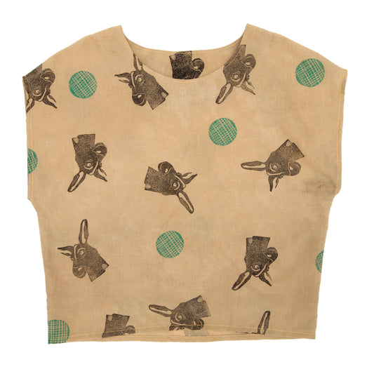Cotton Sheer Top // Mustard Donkey Print