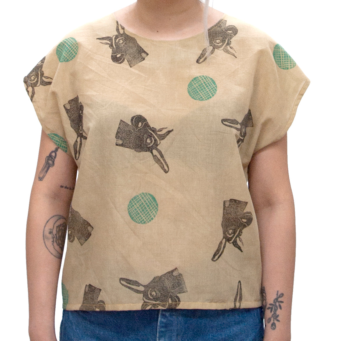 Cotton Sheer Top // Pink Rust Dyed Goat Print