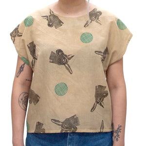 Cotton Sheer Top // Mustard Donkey Print