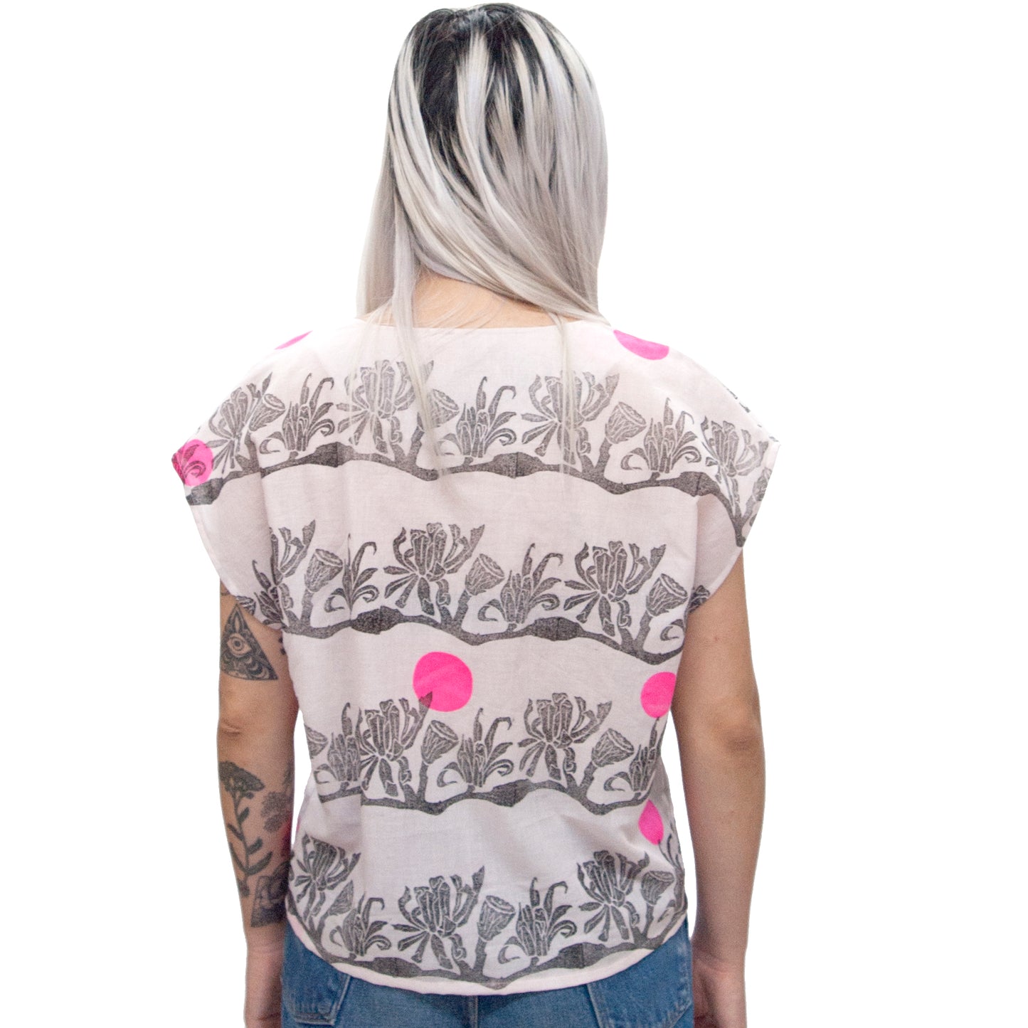 Cotton Sheer Top // Bundle Dyed with Ibex horn Print