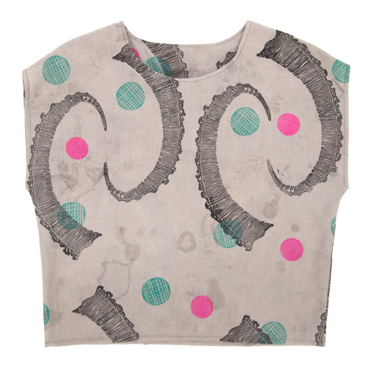 Cotton Sheer Top // Rosemary Green Ibex Horn Print